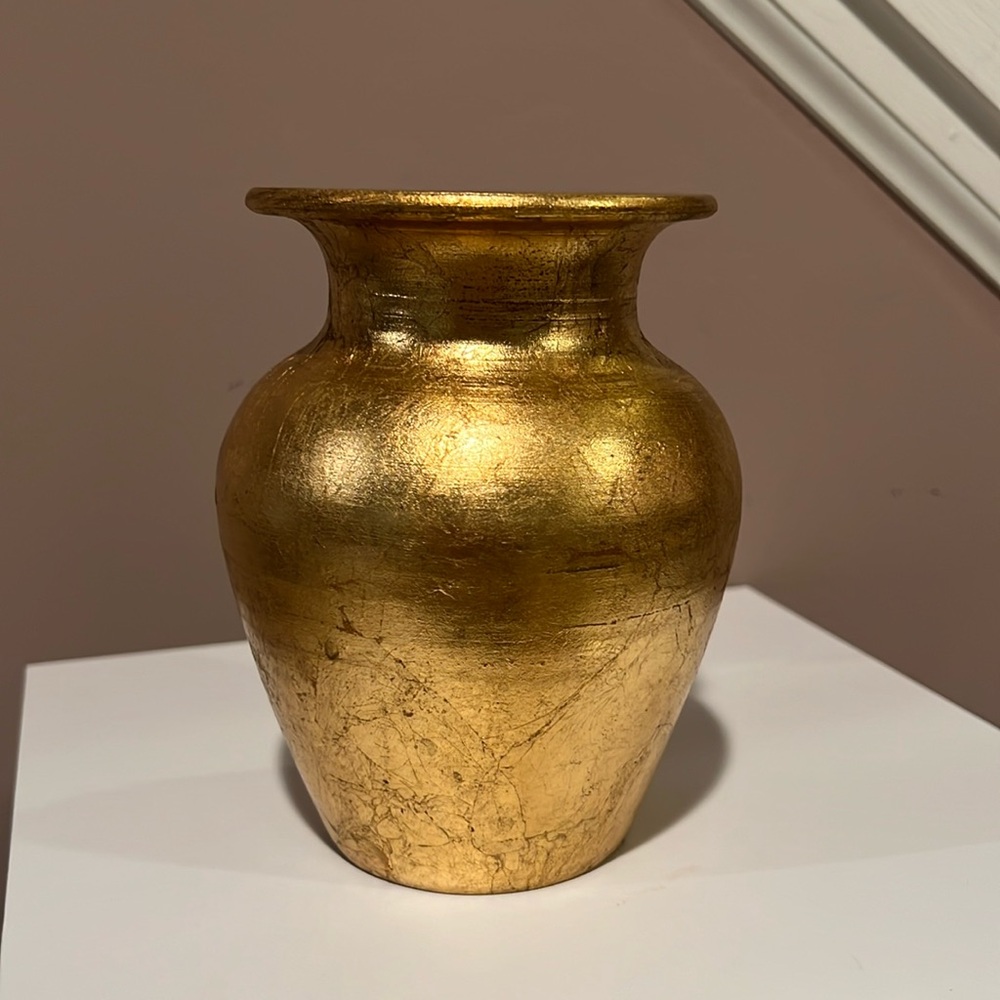 Gold Leaf Clay Vase